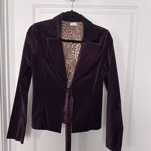 Aqua Purple Velvet Blazer with Notched Lapel